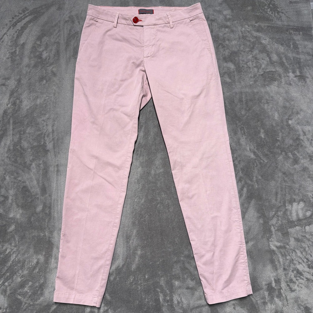 Baronio Chino Pants Mens 33 Pink Skinny Made Italy Cotton Trousers Luxury Preppy